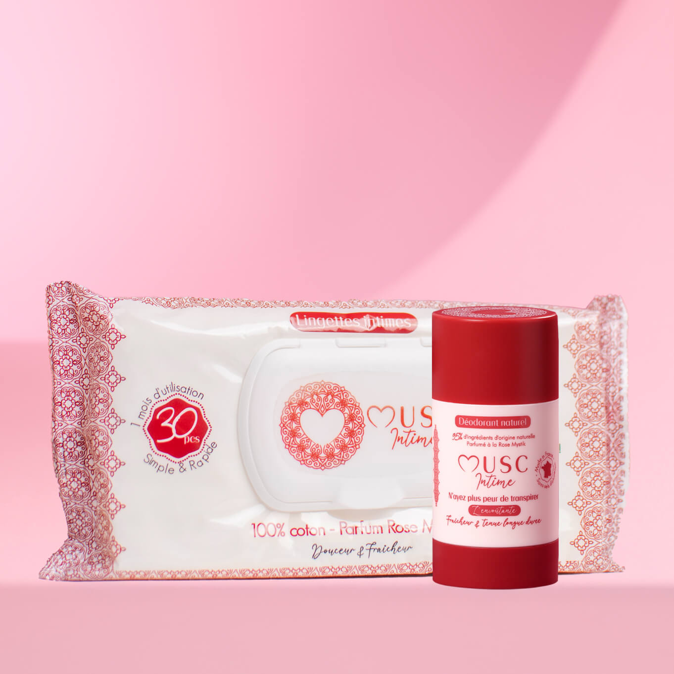 Lingettes toilette intime et Déodorant solide à la Rose Mystik