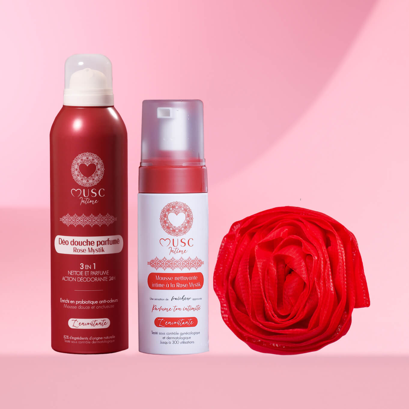 Déo douche, Mousse nettoyante et Fleur de douche - Rose Mystik