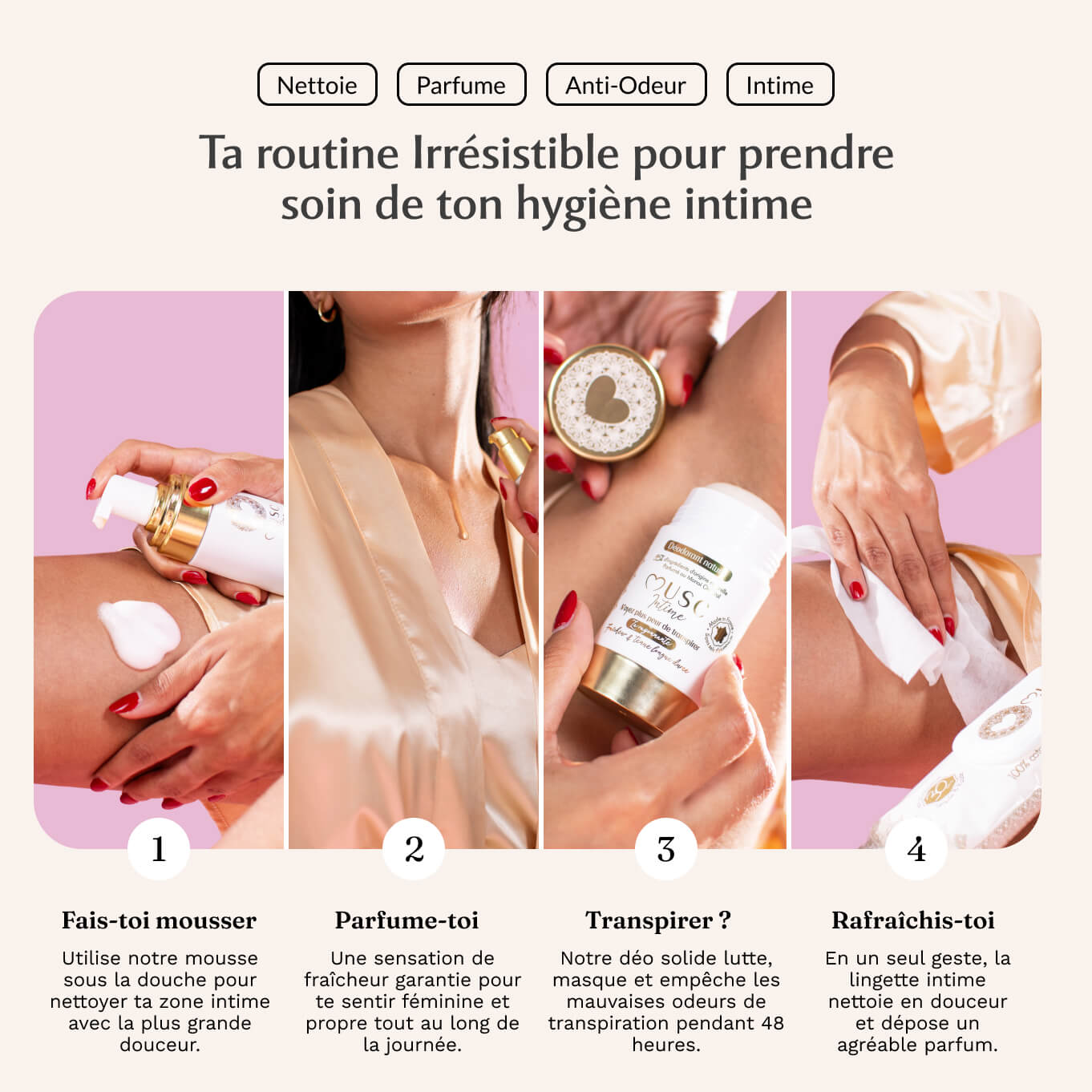 Lingettes toilette Intime au Monoï Oriental x120 - lot de 4