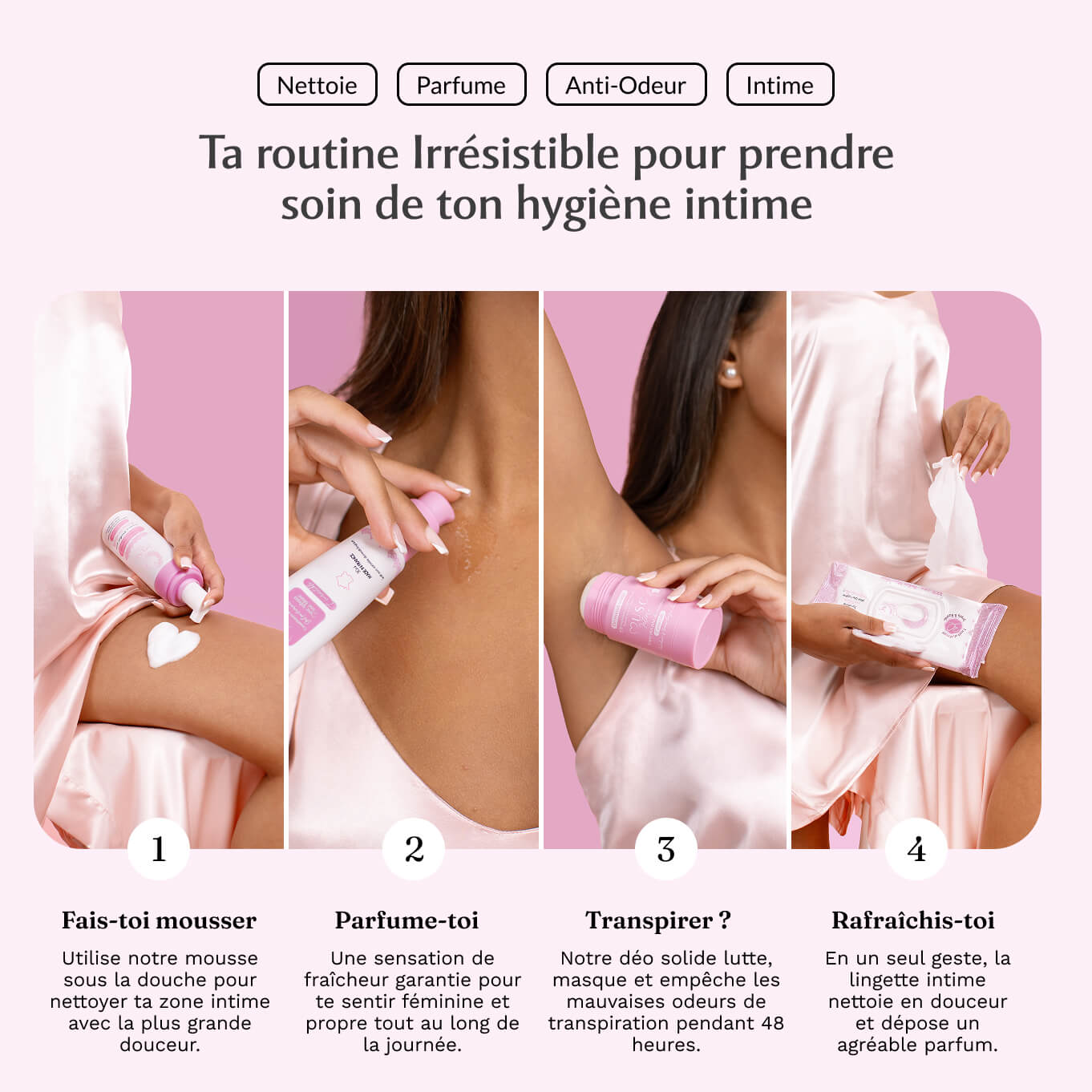 Lingettes toilette Intime au Musc Blanc - l'Irrésistible
