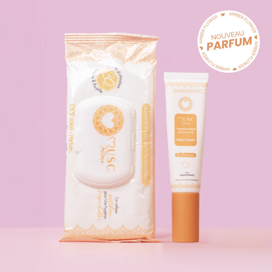 Gel Parfumant + Lingettes toilette Intime à L'Amber Flower