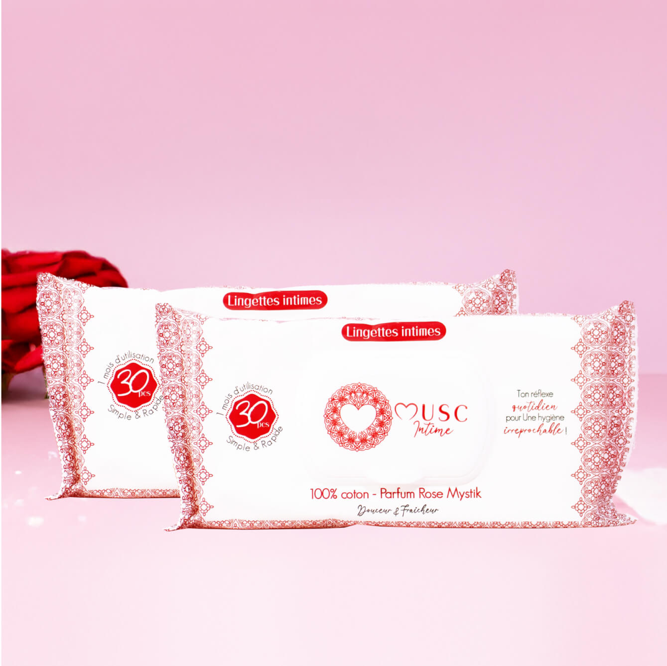 Lingettes toilette Intime Rose Mystik x60 - lot de 2