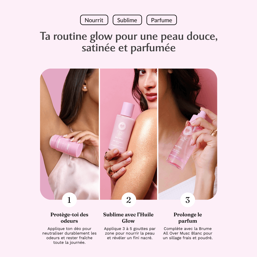 Huile Glow Pailletée Corps Musc Blanc