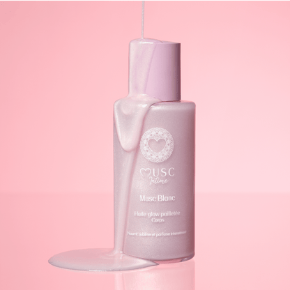 Huile Glow Pailletée Corps Musc Blanc