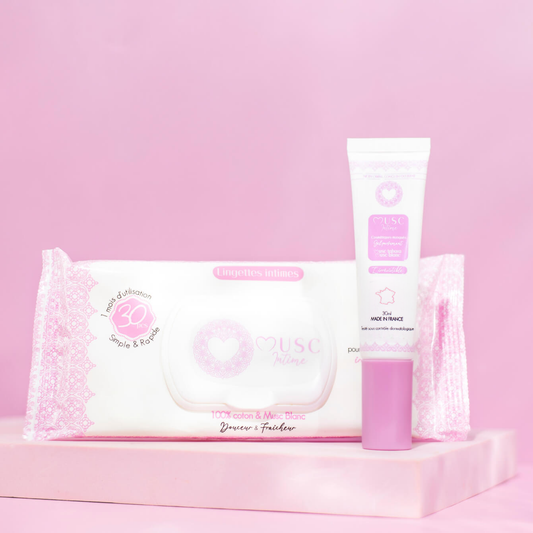 Gel Parfumant + Lingettes toilette Intime au Musc Blanc