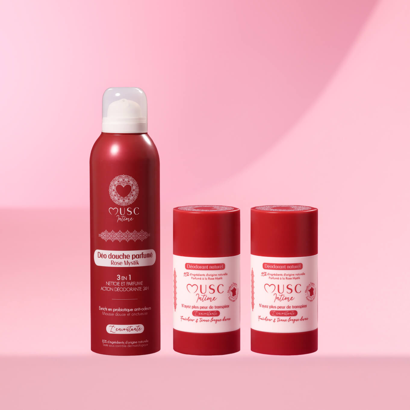 Lot de 2 Déodorants solides  et Déo douche à la Rose Mystik