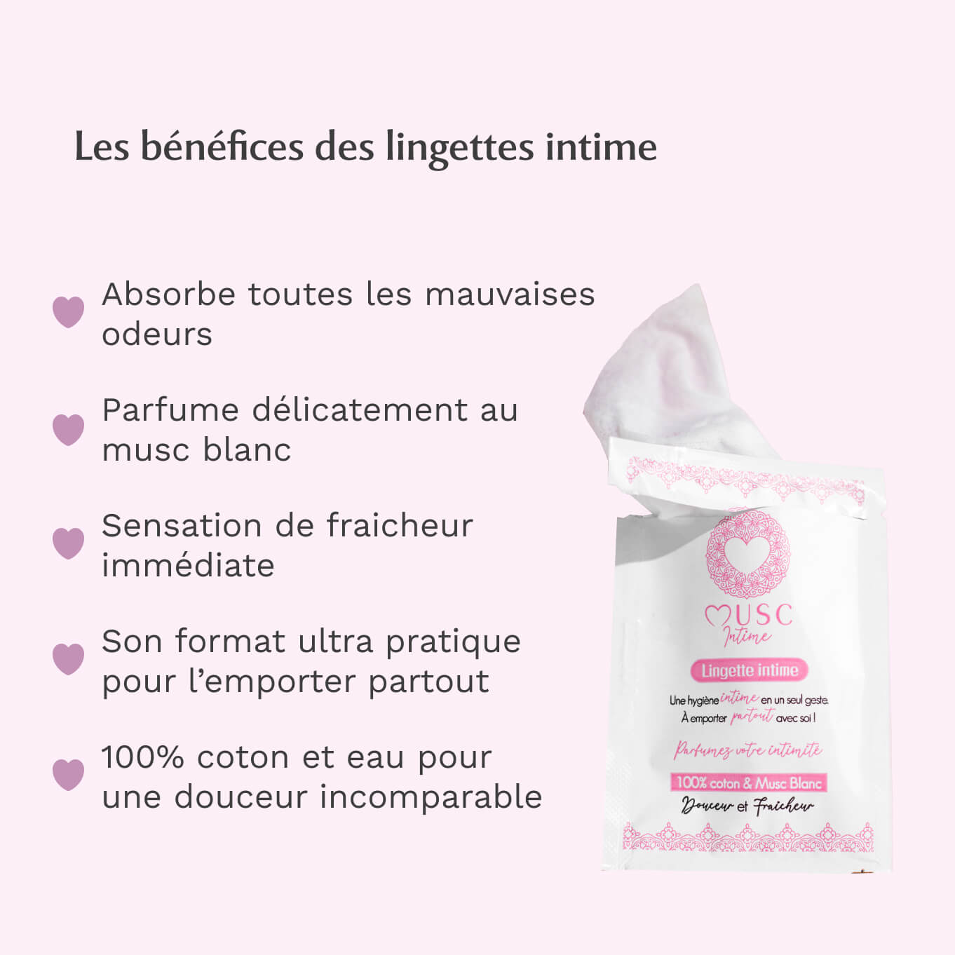Lingettes toilette Intime au Musc Blanc - l'Irrésistible