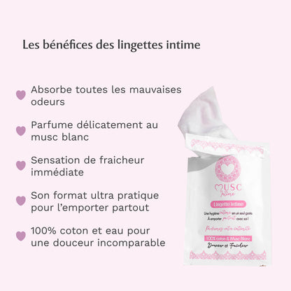 Lingettes toilette Intime au Musc Blanc - l'Irrésistible