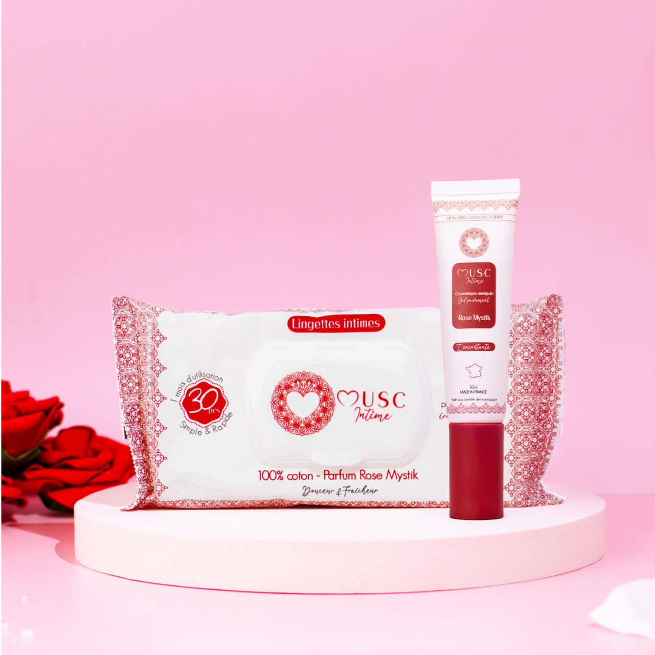 Lingettes toilette Intime et Gel parfumant à la Rose Mystik