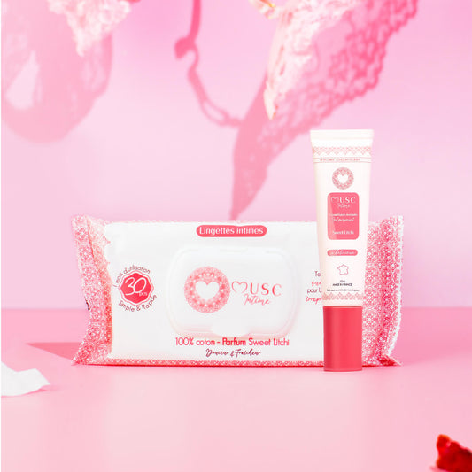 Gel Parfumant + Lingettes toilette Intime au Sweet Litchi