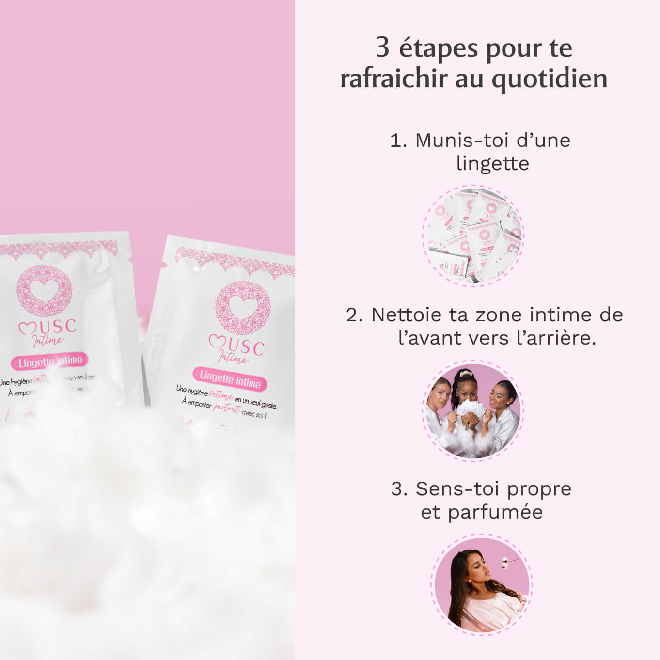 Lingettes toilette Intime au Musc Blanc - l'Irrésistible