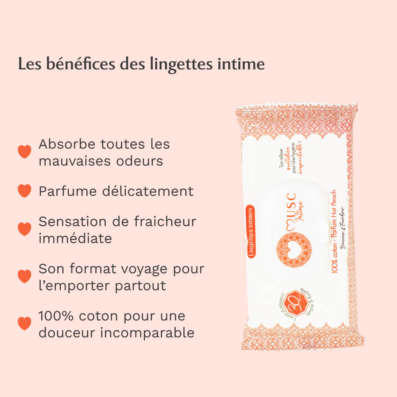 Lingettes toilette Intime Hot Peach - la Charmeuse