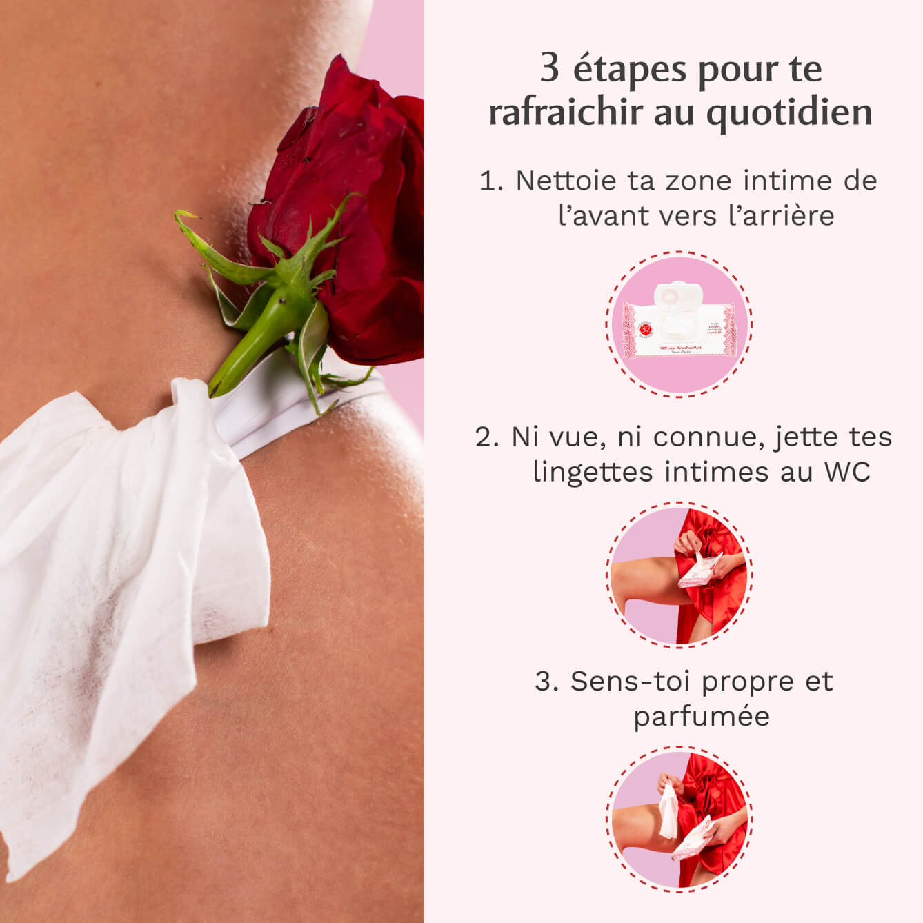 Lingettes toilette Intime et Gel parfumant à la Rose Mystik
