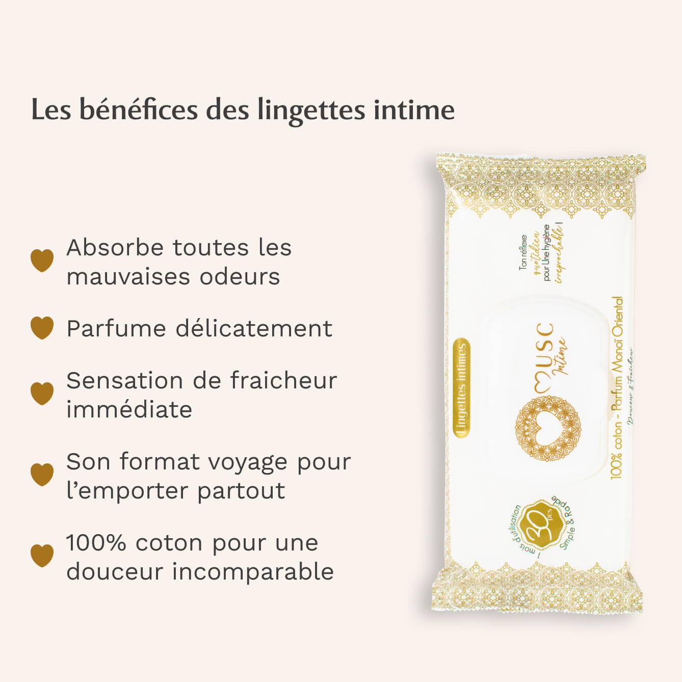 Lingettes toilette Intime au Monoï Oriental - la Rayonnante