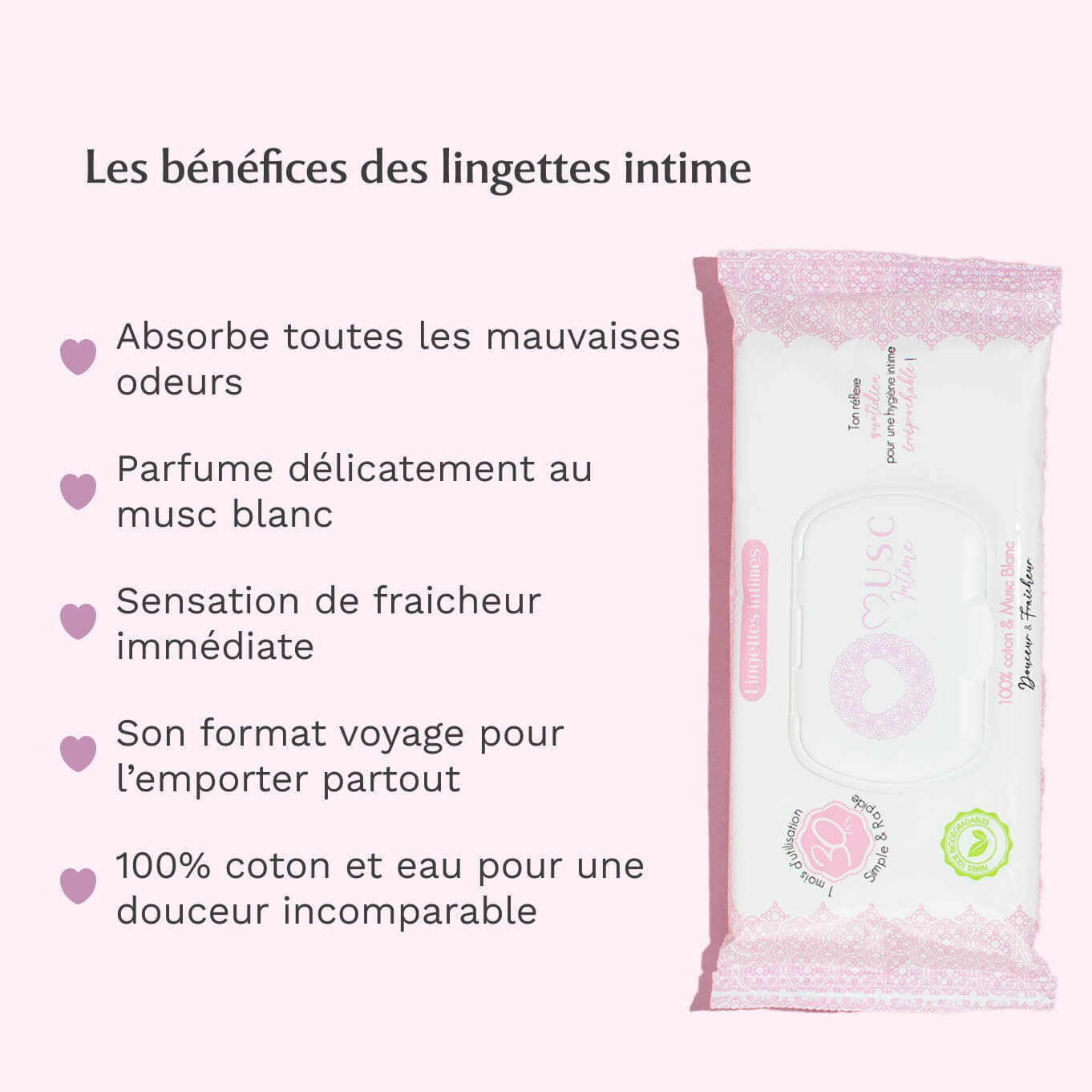 Lingettes toilette Intime au Musc Blanc - l'Irrésistible