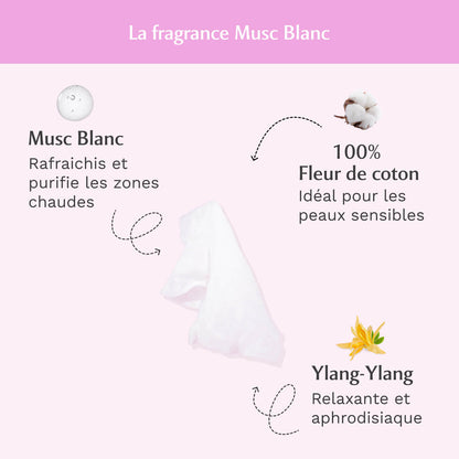 Lingettes toilette Intime au Musc Blanc - l'Irrésistible