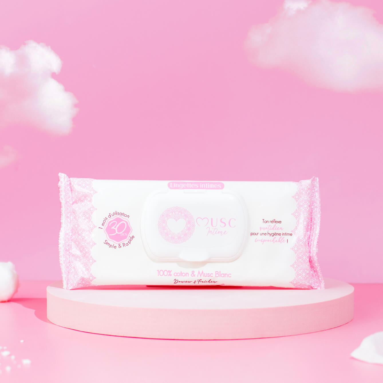 Lingettes toilette Intime au Musc Blanc - l'Irrésistible