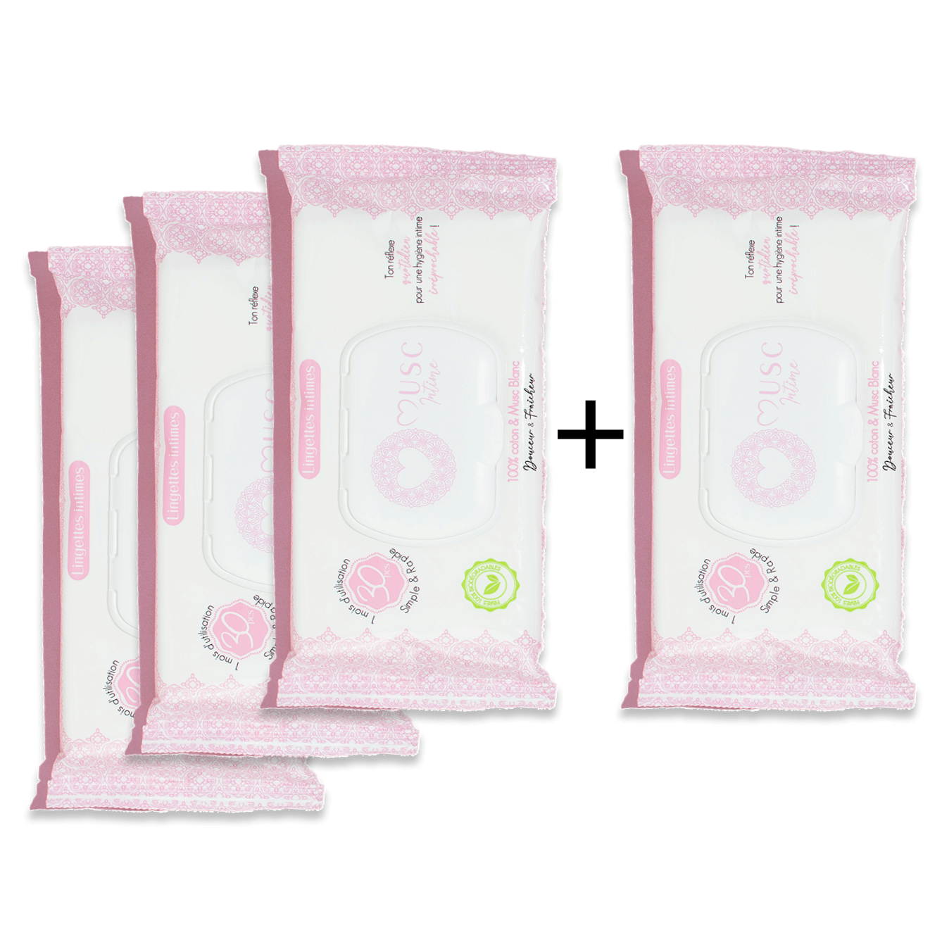 Lingettes toilette Intime au Musc Blanc - l'Irrésistible