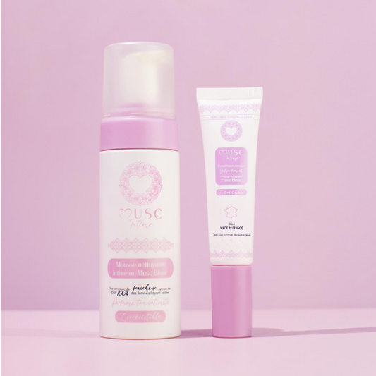 Gel parfumant + Mousse nettoyante intime au Musc Blanc