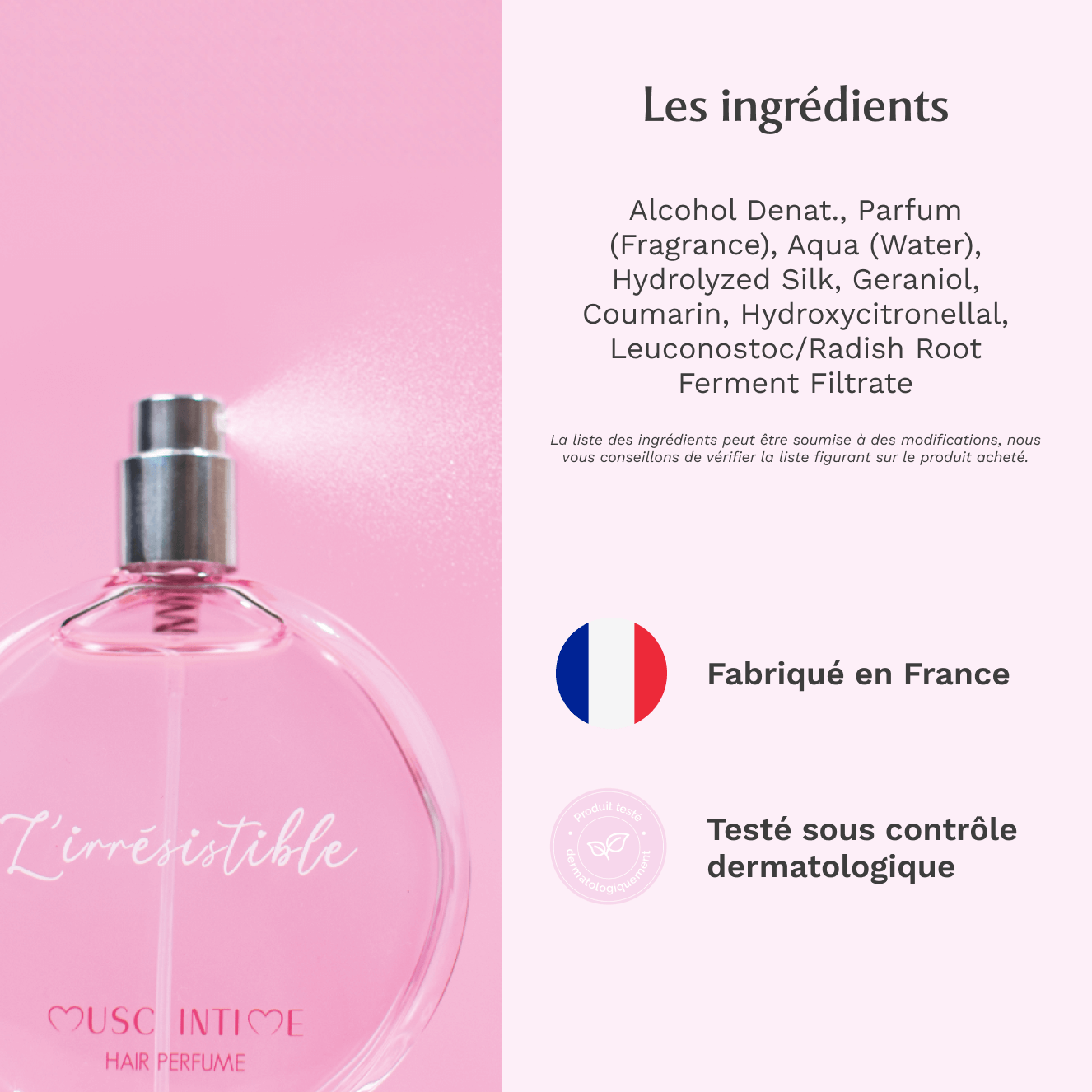 Parfum Cheveux l'Irrésistible au Musc Blanc