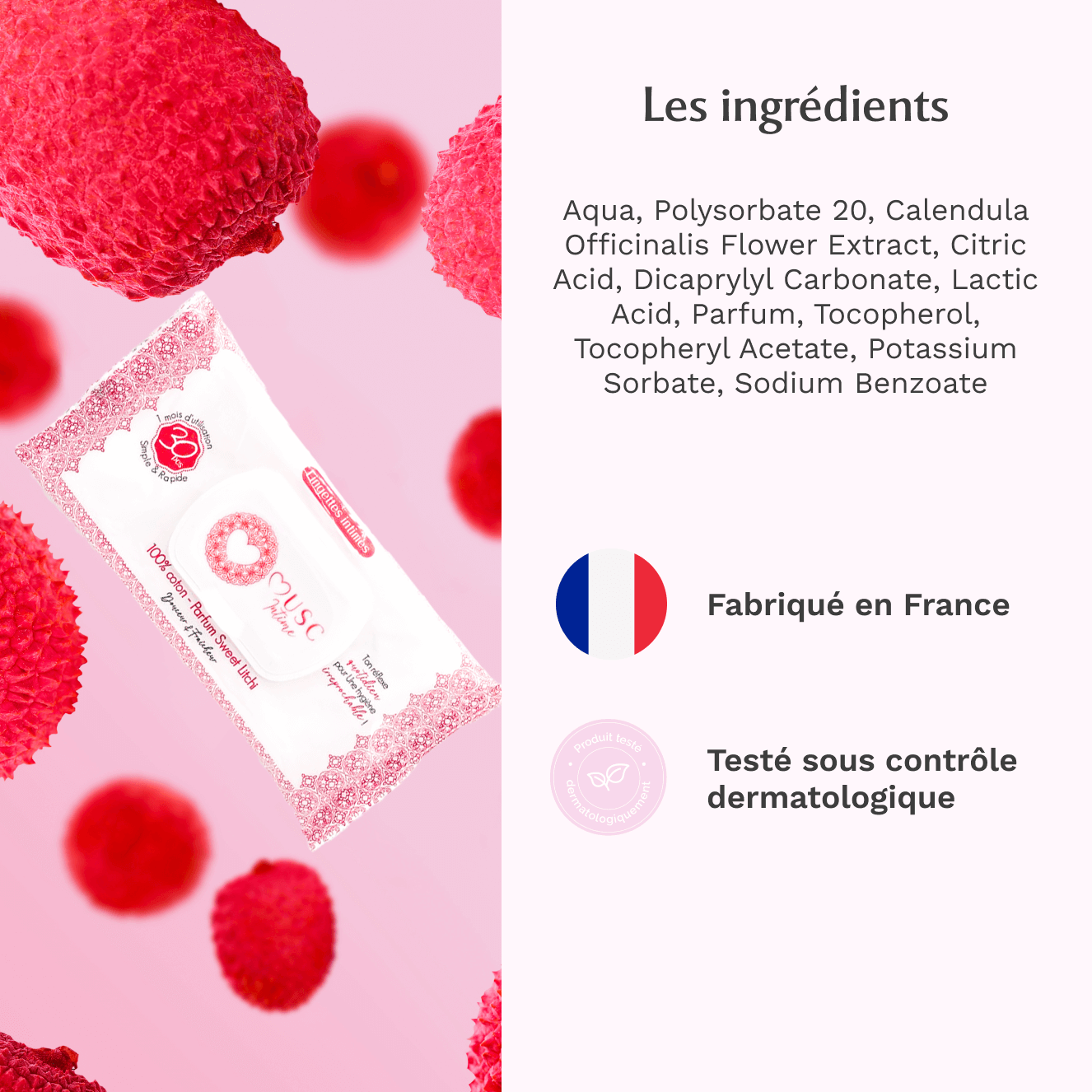 Lingettes toilette Intime au Sweet Litchi - la Délicieuse