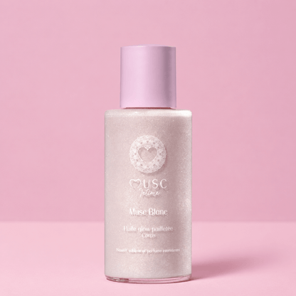 Huile Glow Pailletée Corps Musc Blanc