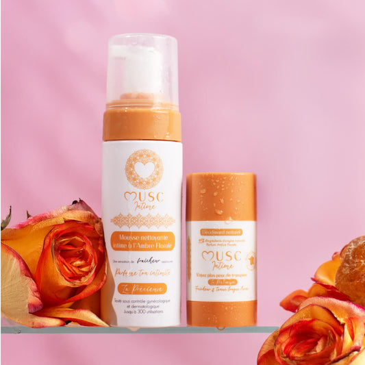 Mousse Nettoyante Intime + Déodorant solide à L'Amber Flower